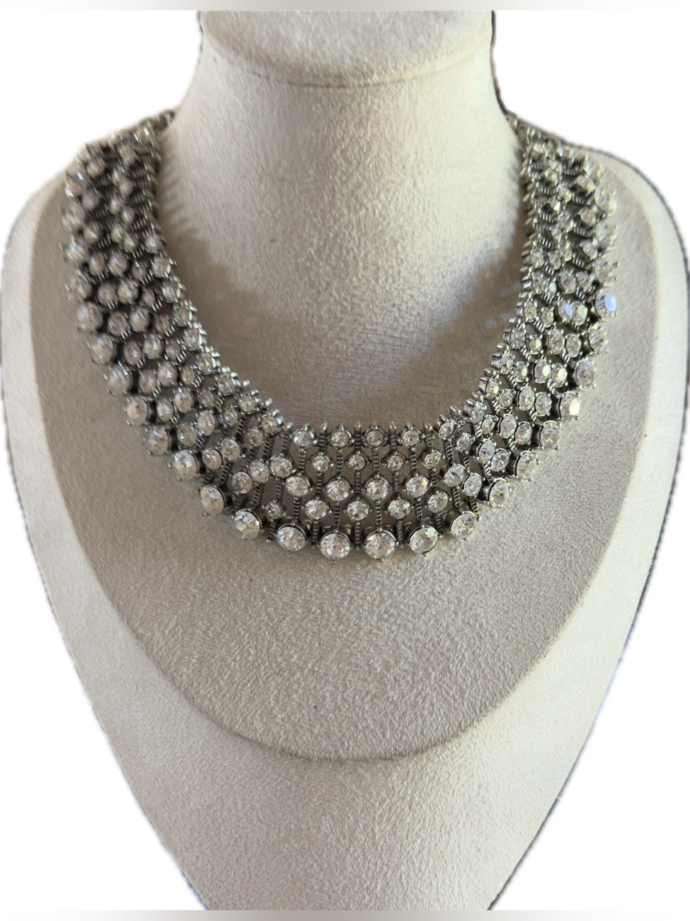 Shyanne Silver Crystal Multi-Row Collar Necklace